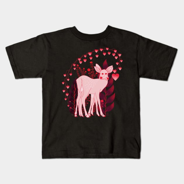 Spirits of the Forest - Deer Kids T-Shirt by The3rdMeow